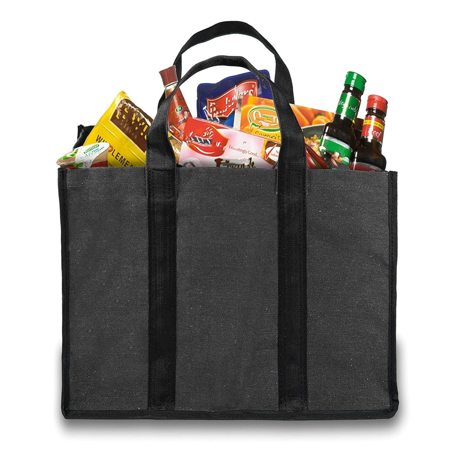Storite Grocery Canvas Bag Super Strong Heavy Duty Milk Bag/Shopping Bags/Vegetable Bag/Grocery Bags with Reinforced Handles & Thick Bottom for Strength (Black,40x21x31cm)