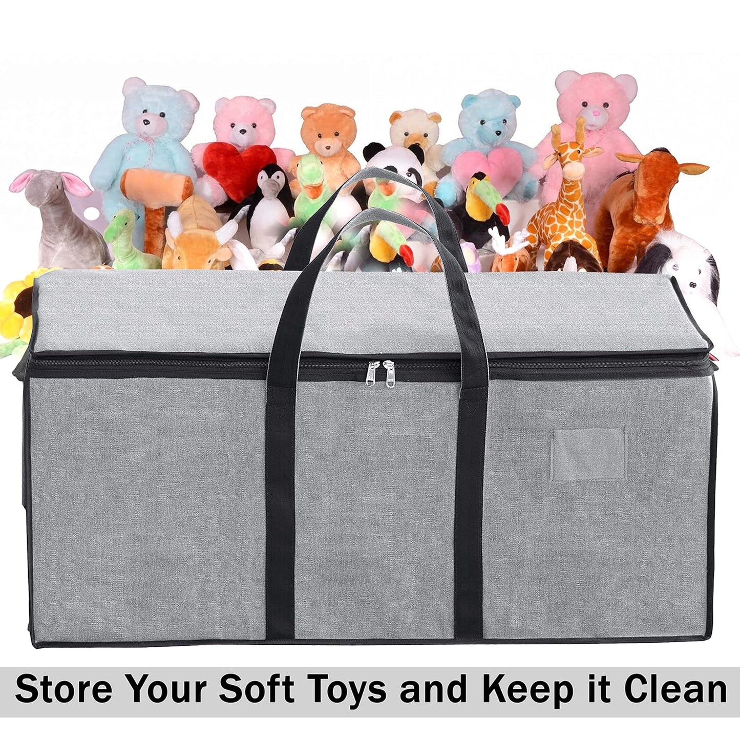 Storite Multi-Purpose Heavy Duty Moisture Proof 90 Litres Canvas Super-Size Jumbo Storage Bag/Toys/Blankets/Stationery/Clothes/Moving bags With Strong Reinforced Handles Rectangular(87x36x28cm), Grey