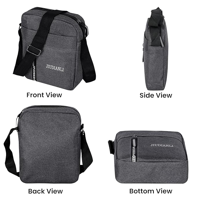 Storite Crossbody Shoulder Bag for Men & Women - Lightweight Travel Messenger Sling Bag with Adjustable Strap & Multiple Pocket For Office Daily Use & Outdoor (Grey - 20 x 5 x 16 Cm)