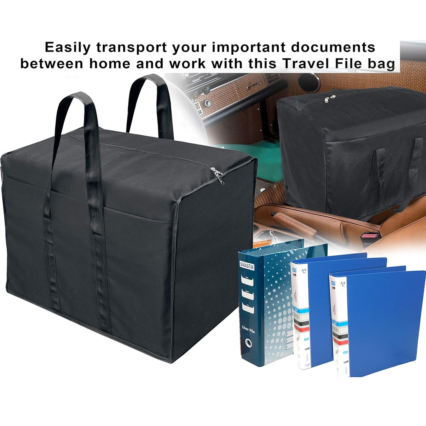 Storite 2 Pack 85L Moisture-Proof Nylon Underbed Storage Bags with Zipper & Handles – Ideal for Clothing, Toys, Stationery - Black