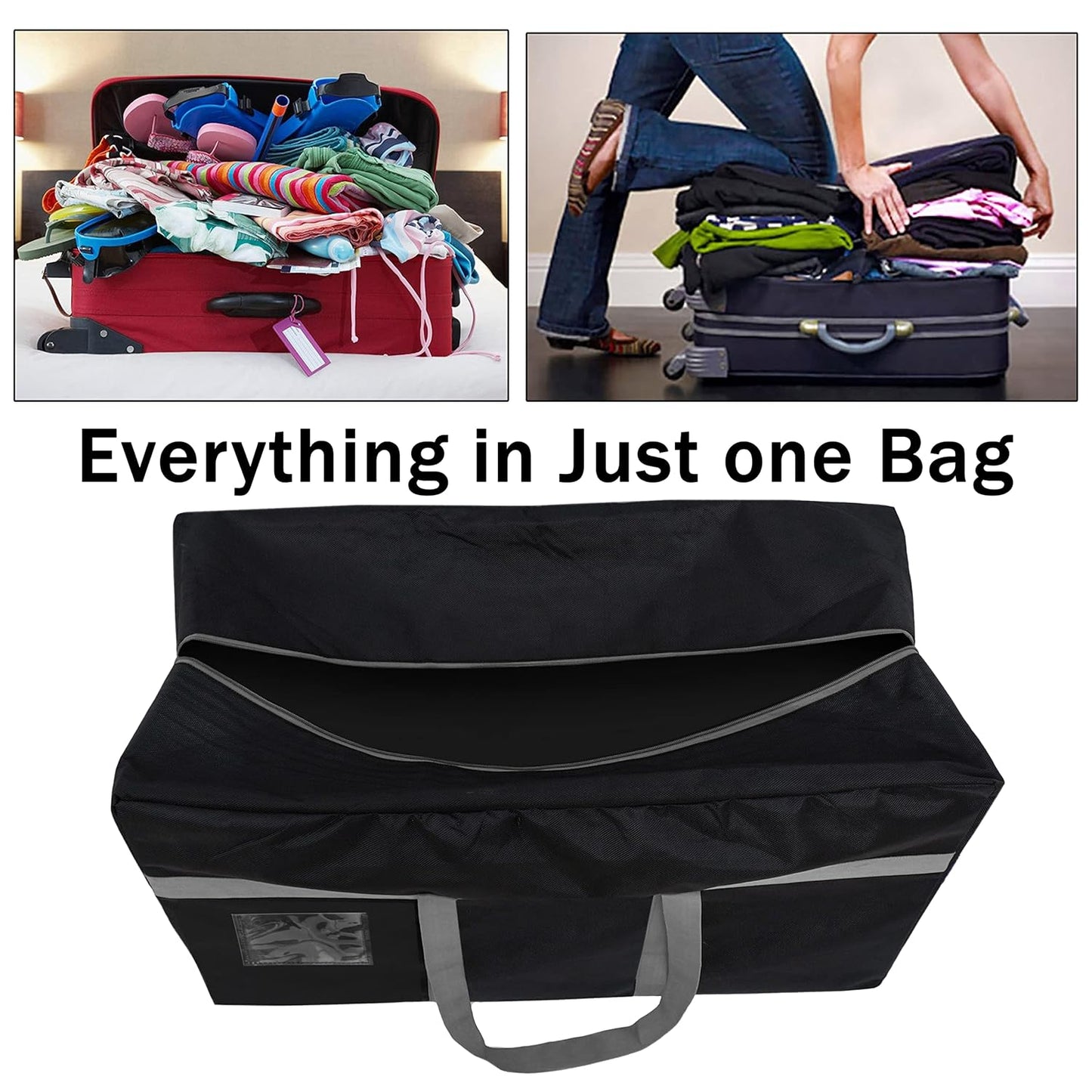 Storite 128L Extra Large Nylon Storage Bag with Handles – Black