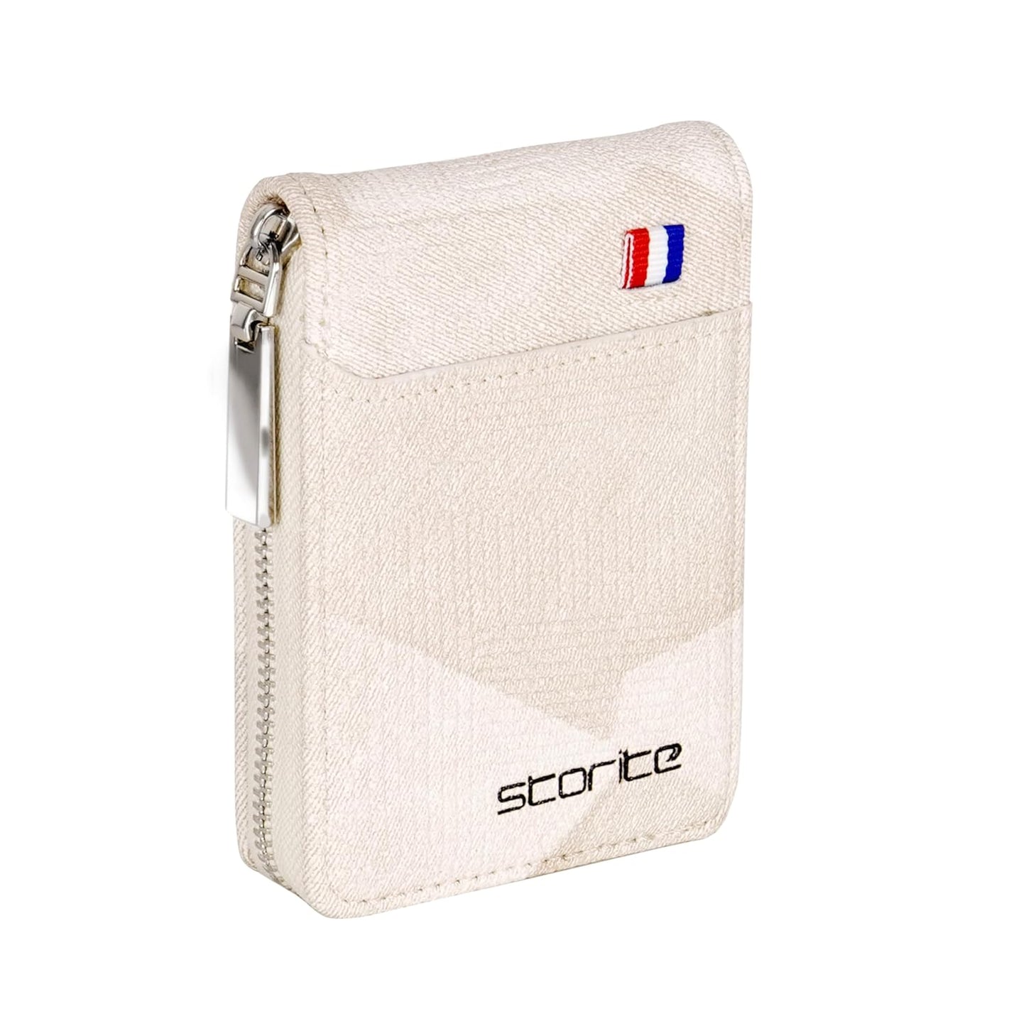 Storite PU Leather 9-Slot Card Holder & Zipper Wallet - Beige