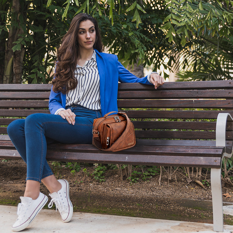 Storite 7 Inch PU Leather Sling Cross Body Travel Office Business Messenger Shoulder Bag - Coffee Brown