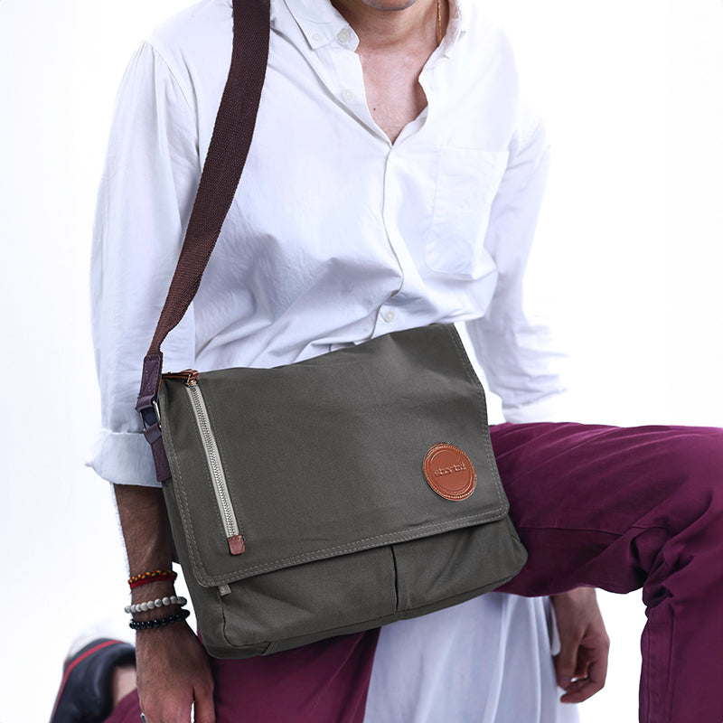 Storite Canvas Sling Crossbody Messenger Bag for Men & Women - Perfect for Travel and Office (33 x 6.5 x 27 cm)