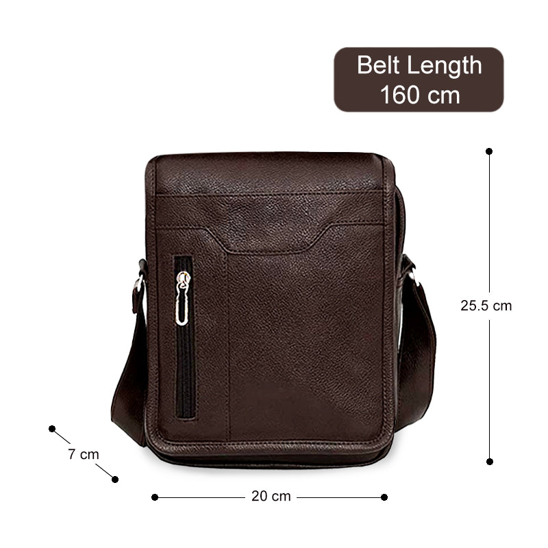 Storite Stylish PU Leather Sling Crossbody Bag - Compact Travel Office Messenger for Men & Women