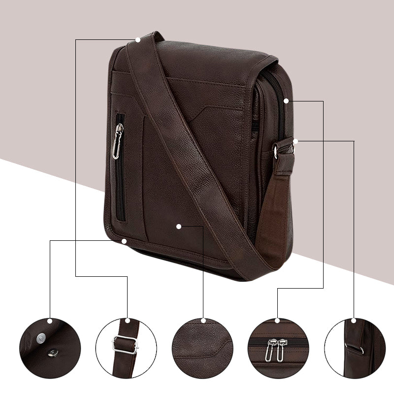 Storite Stylish PU Leather Sling Crossbody Bag - Compact Travel Office Messenger for Men & Women