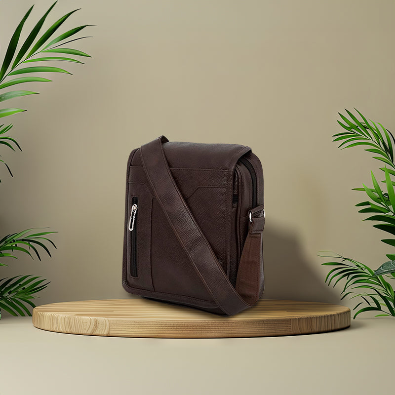 Storite Stylish PU Leather Sling Crossbody Bag - Compact Travel Office Messenger for Men & Women