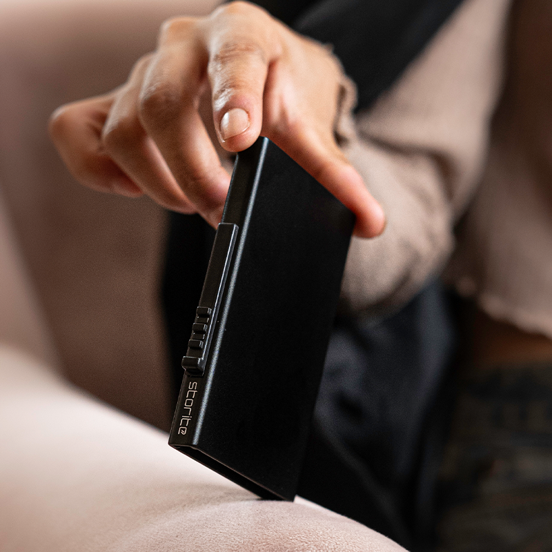 Storite Black Metal RFID Blocking Slim Aluminum Pop-Up Card Holder