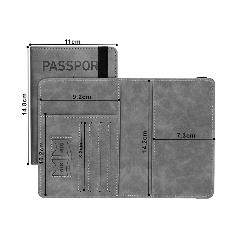 Storite RFID Blocking PU Leather Travel Passport Holder Wallet - Compact Organiser for Men & Women - Grey, 14.8 X 11CM