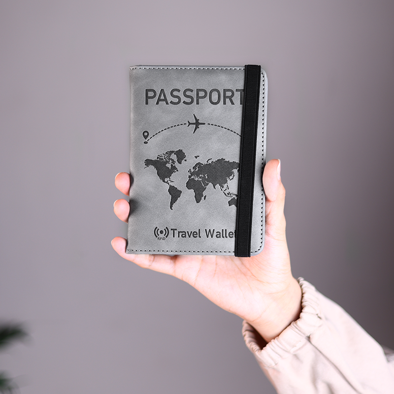 Storite RFID Blocking PU Leather Travel Passport Holder Wallet - Compact Organiser for Men & Women - Grey, 14.8 X 11CM