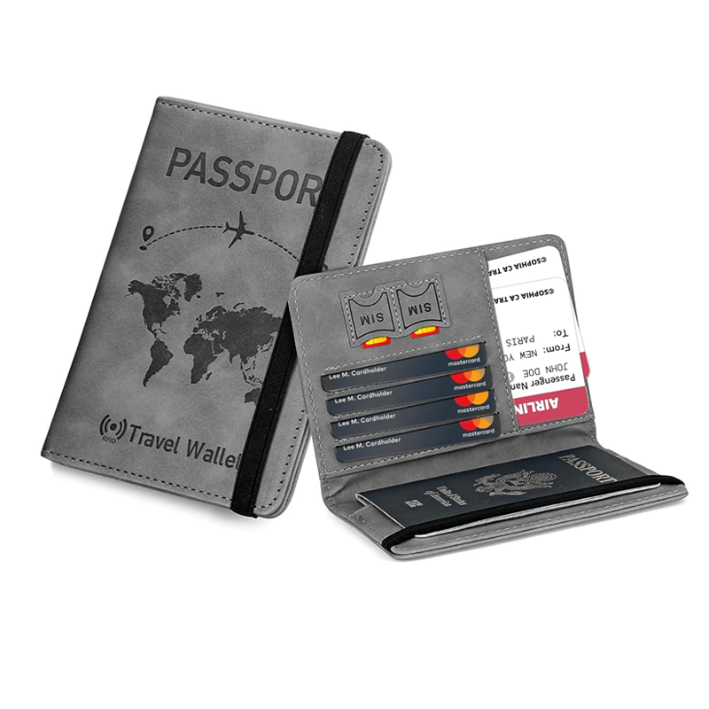 Storite RFID Blocking PU Leather Travel Passport Holder Wallet - Compact Organiser for Men & Women - Grey, 14.8 X 11CM