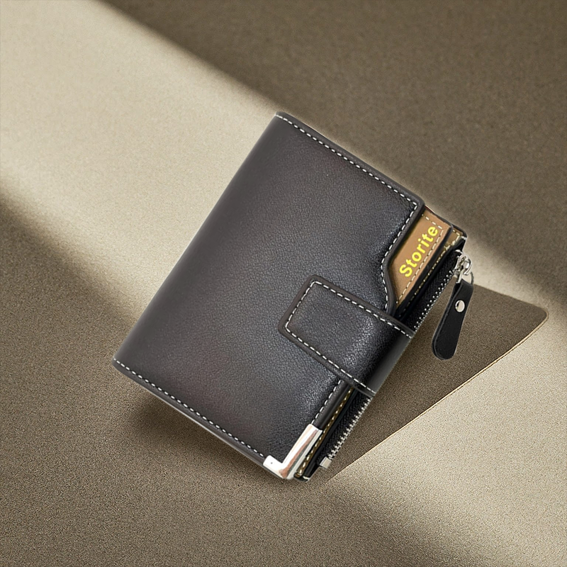 Storite 13-Pocket Large PU Leather Card Holder Wallet and Coin Purse for Men & Women - Dark Brown