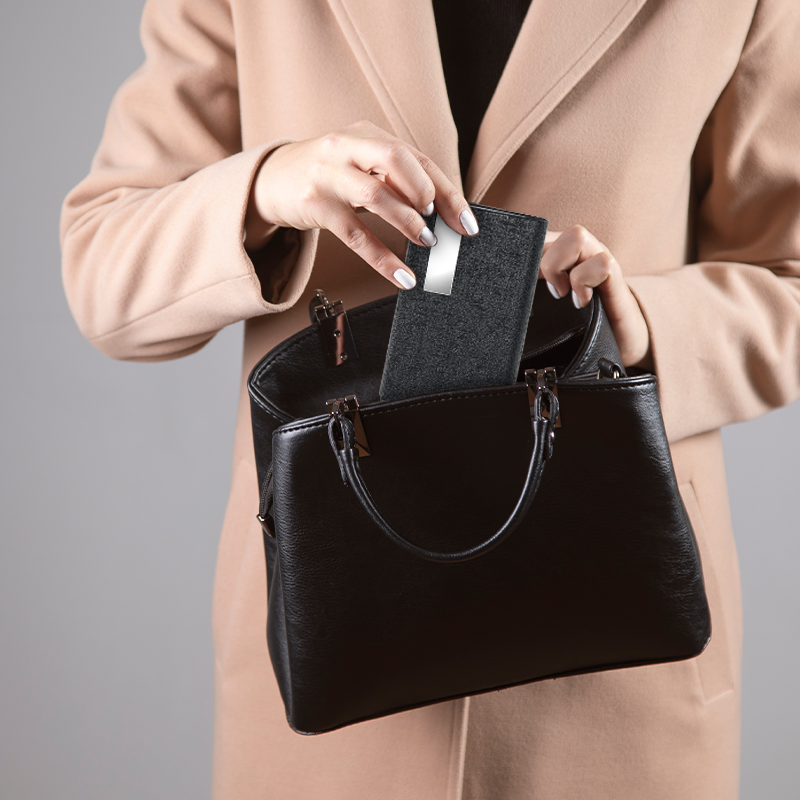 Storite PU Leather Business Card Holder Wallet - Stainless Steel Case for Credit, Debit, and ATM Cards - Black, 9x1x6 cm