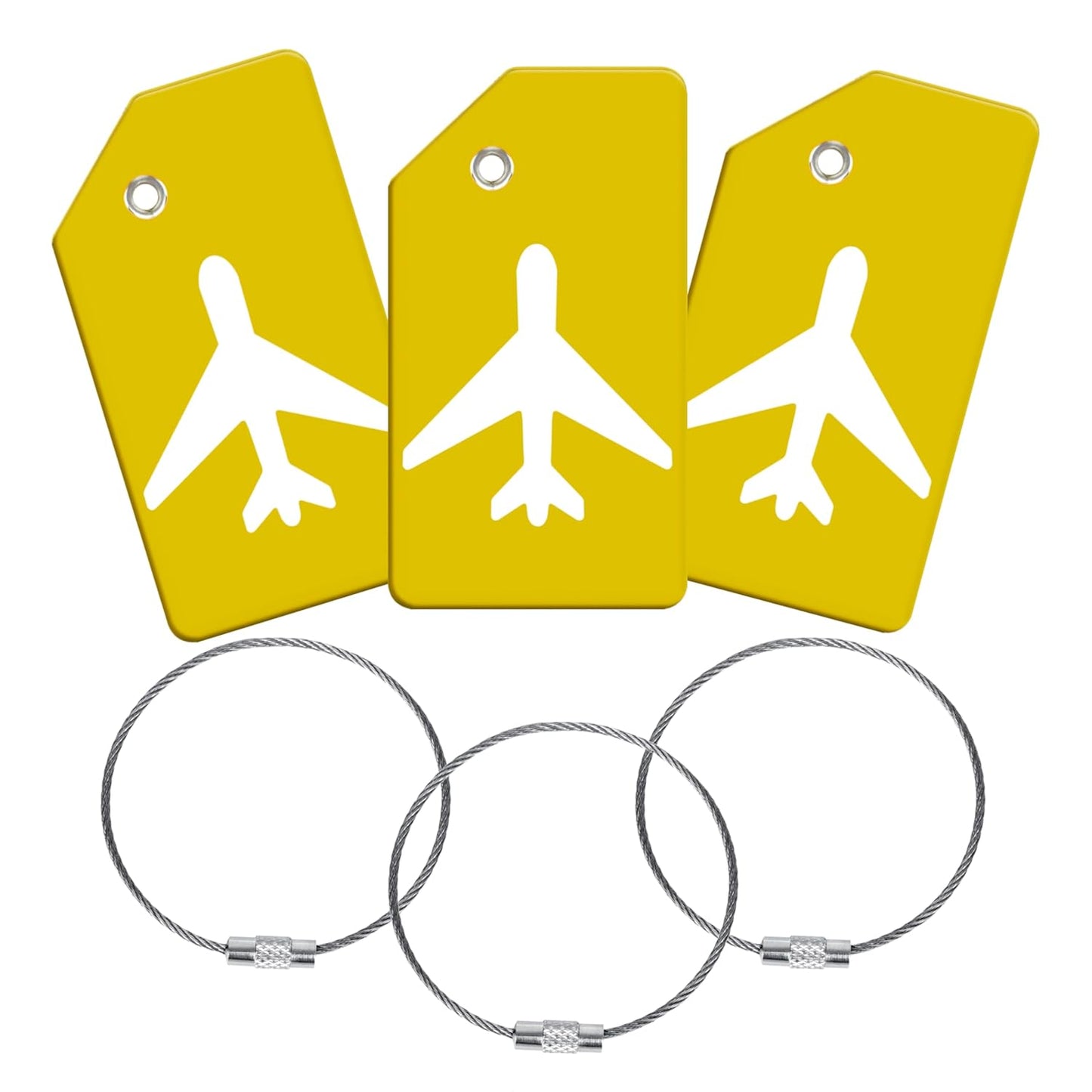 Storite Luggage Tags, Silicon Luggage Tags with Steel Loop Travel Bag Tags for Easily Identification of Bags - Yellow