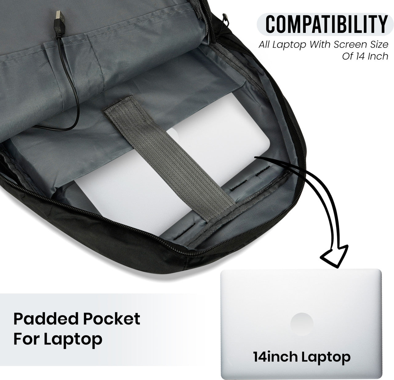 Storite 11.31 L Laptop Backpack Smart Laptop Backpack with USB Charging Port – Stylish & Functional Travel Bag (Black)
