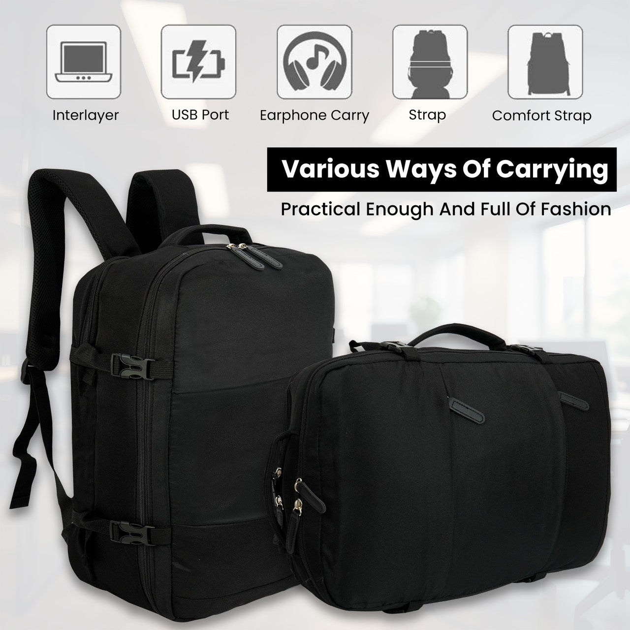 Storite 14.21 L Laptop Backpack Weekender Travel Laptop Backpack. Anti Theft Pocket, with USB Charging Port (Black)