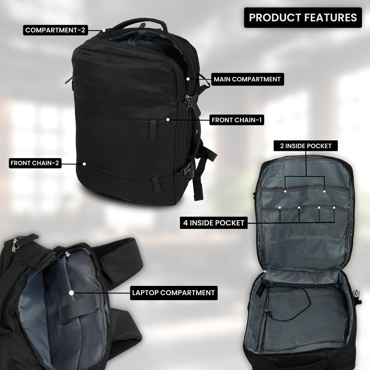 Storite 14.21 L Laptop Backpack Weekender Travel Laptop Backpack. Anti Theft Pocket, with USB Charging Port (Black)