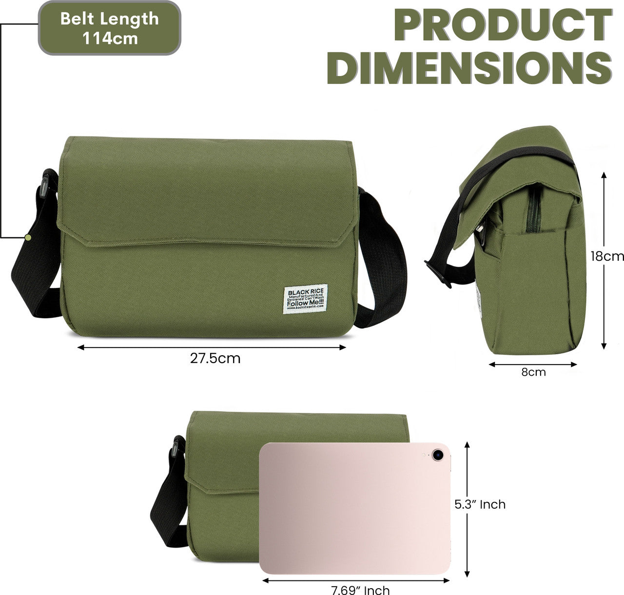 Storite Green Men & Women Sling Bag One Side Shoulder Bag Office Messenger Bag, Sling Cross Body Bag for Men & Women
