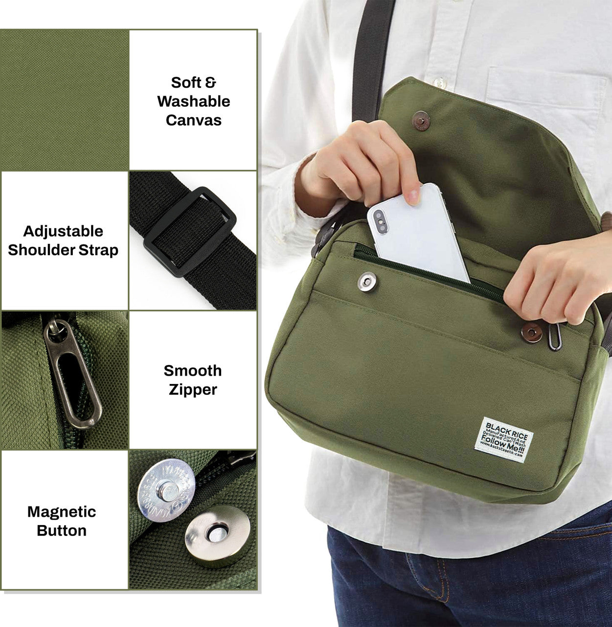 Storite Green Men & Women Sling Bag One Side Shoulder Bag Office Messenger Bag, Sling Cross Body Bag for Men & Women