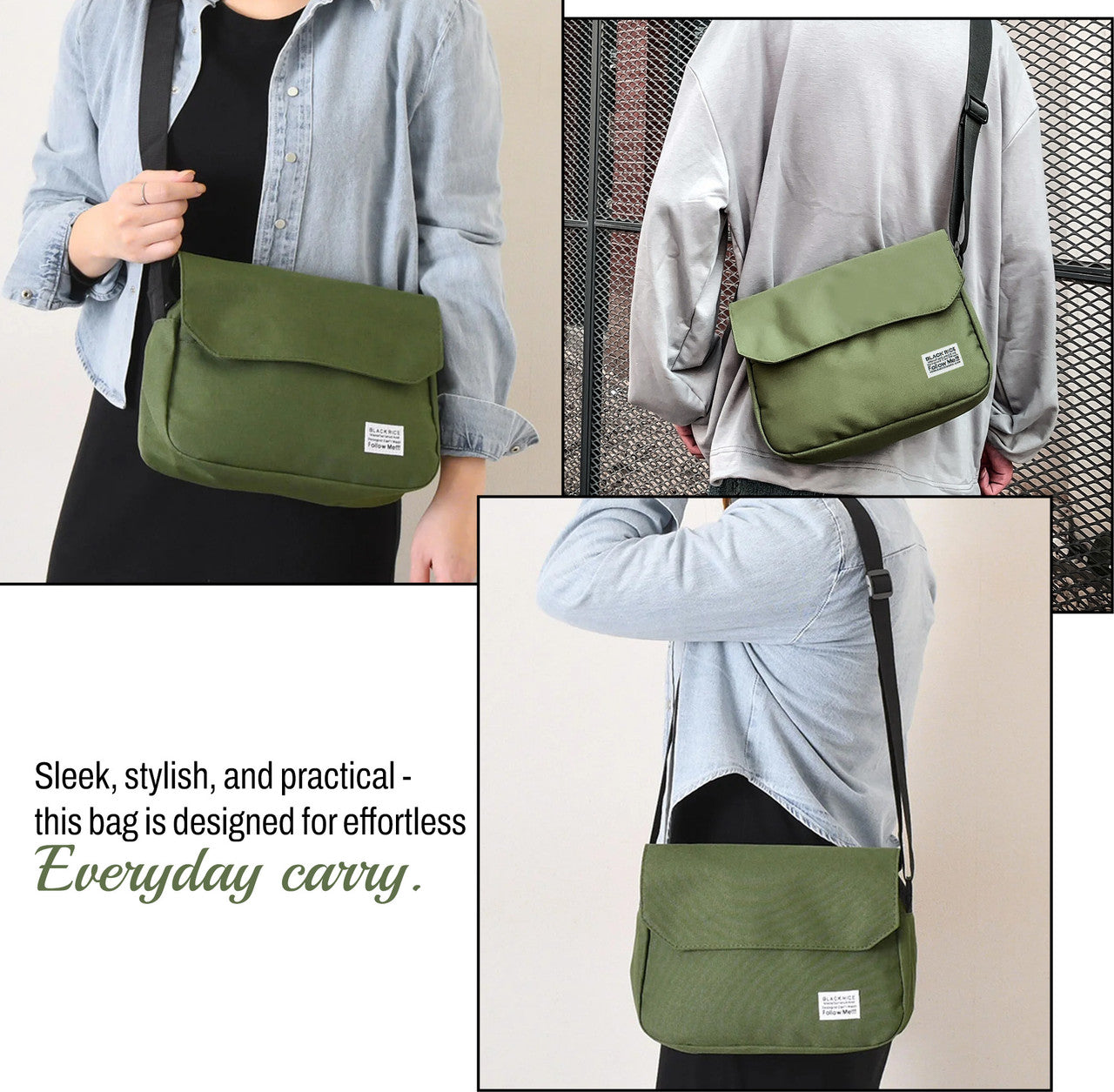 Storite Green Men & Women Sling Bag One Side Shoulder Bag Office Messenger Bag, Sling Cross Body Bag for Men & Women