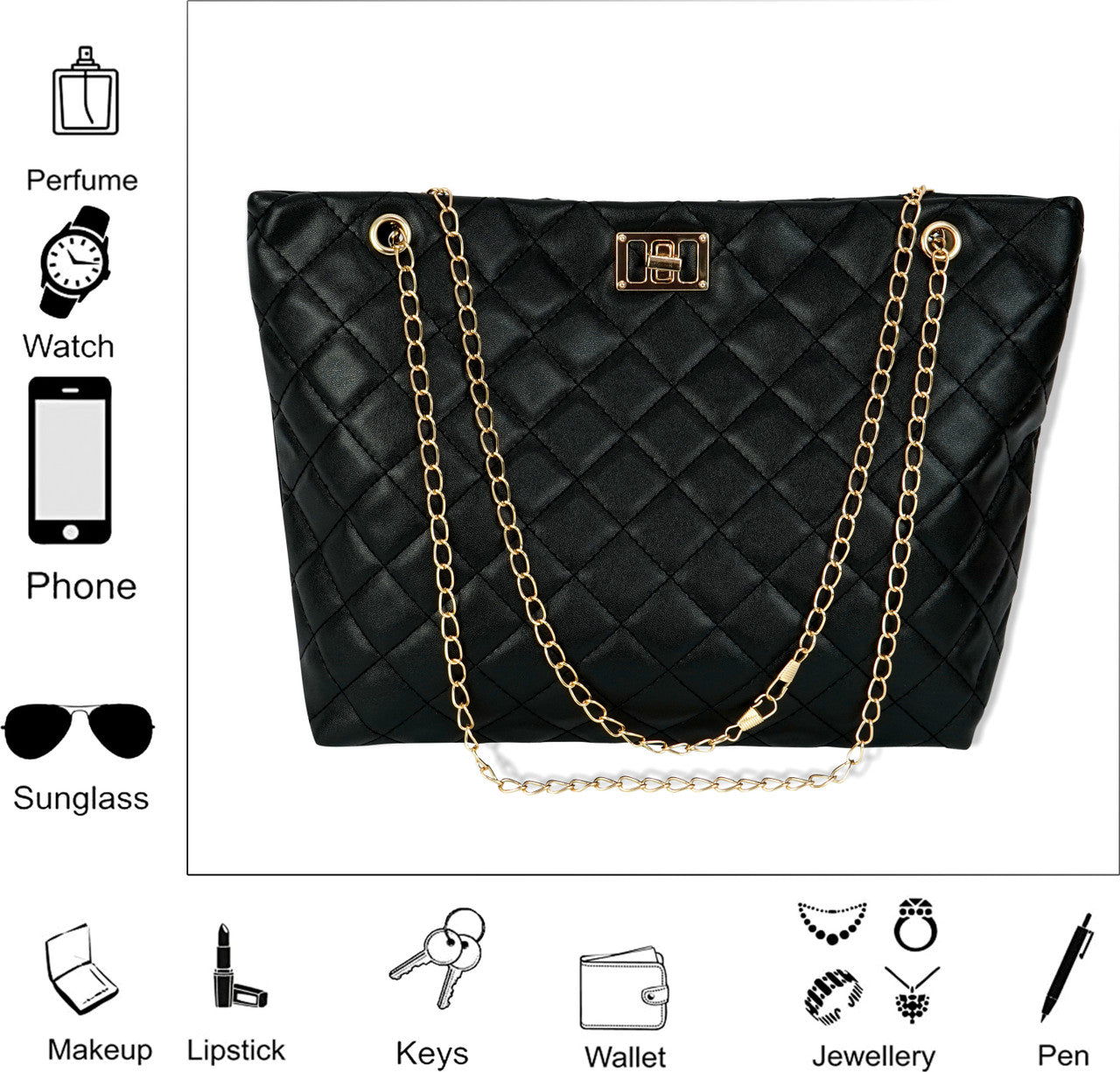 Storite Women Black Handbag