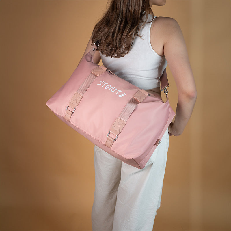 Storite Nylon 47 CMS Travel Duffle Bag - Pink