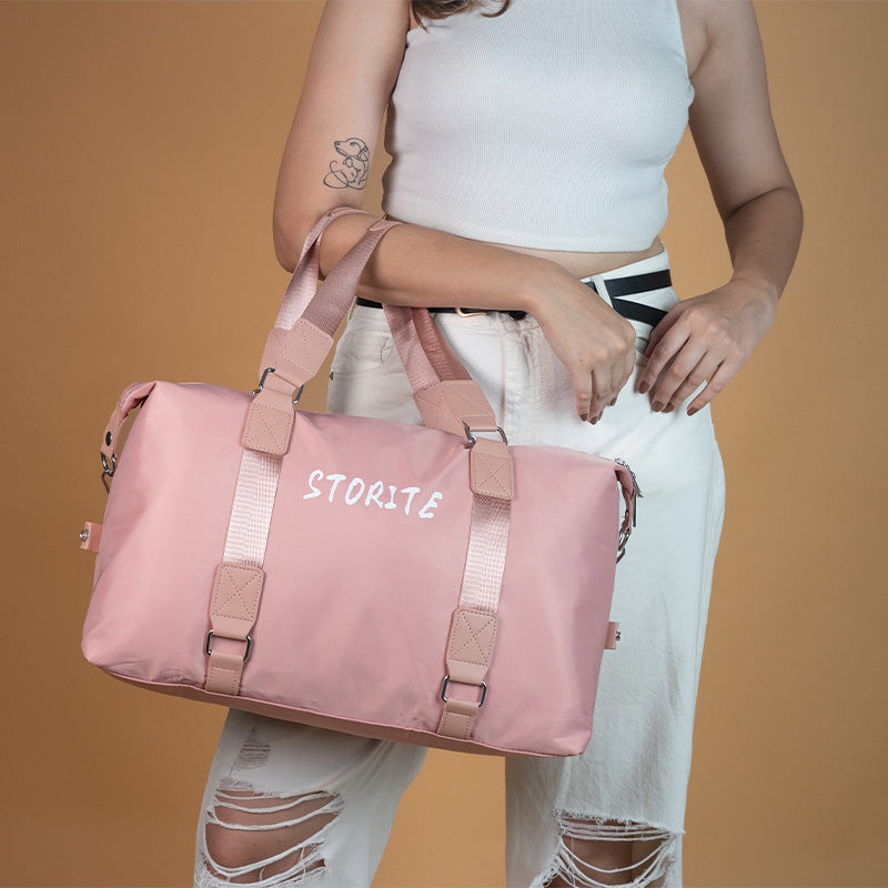 Storite Nylon 47 CMS Travel Duffle Bag - Pink