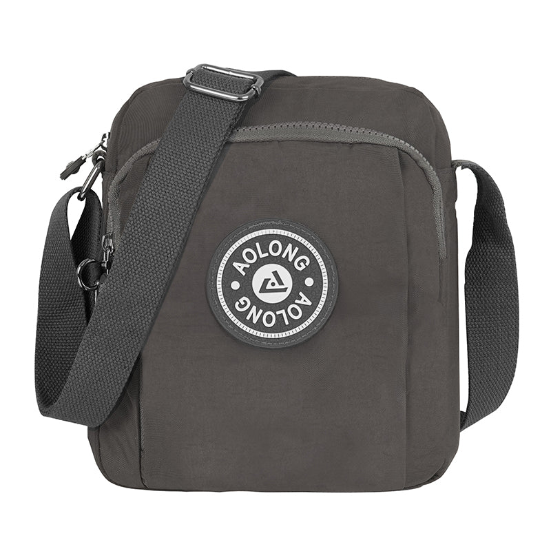 Storite Portable Nylon Stylish Small Multi-Pocket Sling Cross Body Shoulder Bag Grey,