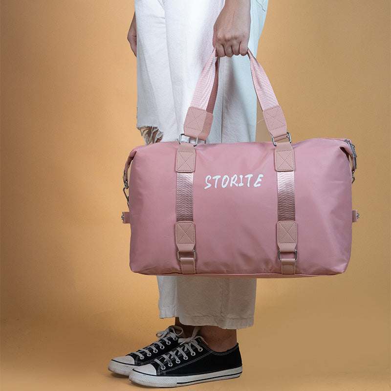 Storite Nylon 47 CMS Travel Duffle Bag - Pink