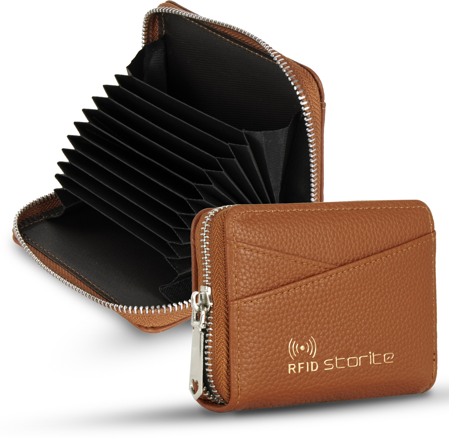 STORITE Men & Women Casual, Formal, Travel, Trendy Brown Artificial Leather RFID Card Holder (9 Card Slots)