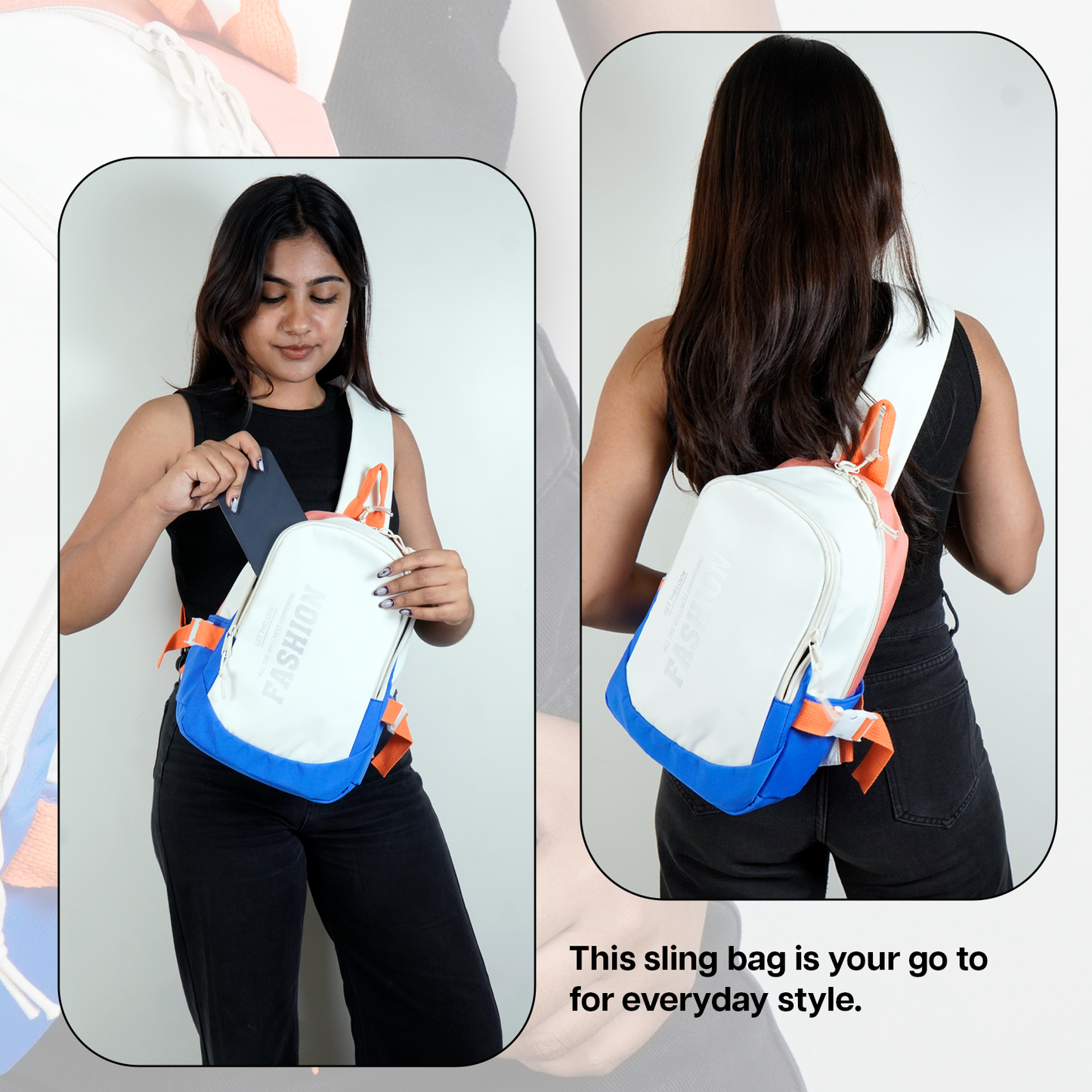 Storite Sling Bag for Men Stylish Crossbody Backpack, Travel Daypack Messenger Bags, One Shoulder Side Pouch (White/Blue)