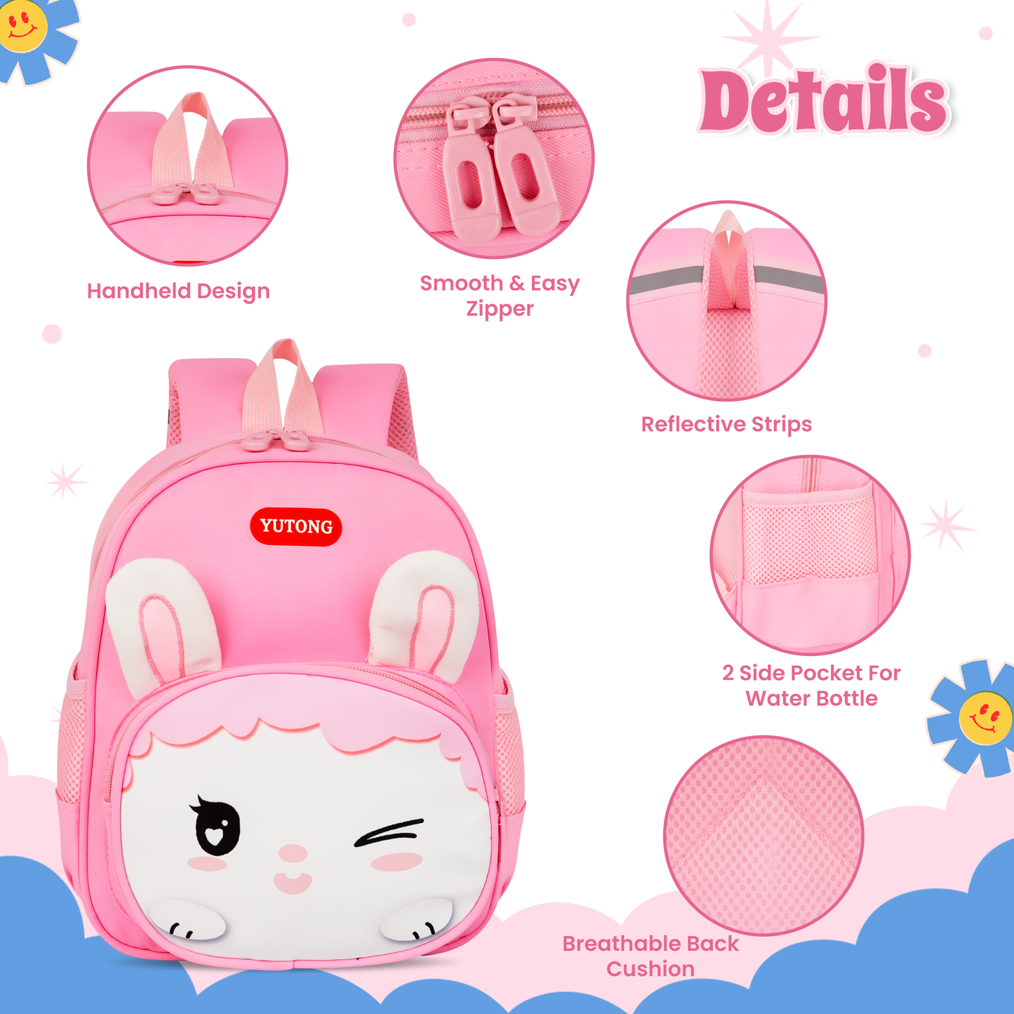 Storite Bunny Design Kids Backpack – Cute & Lightweight School Bag for Preschool & Kindergarten