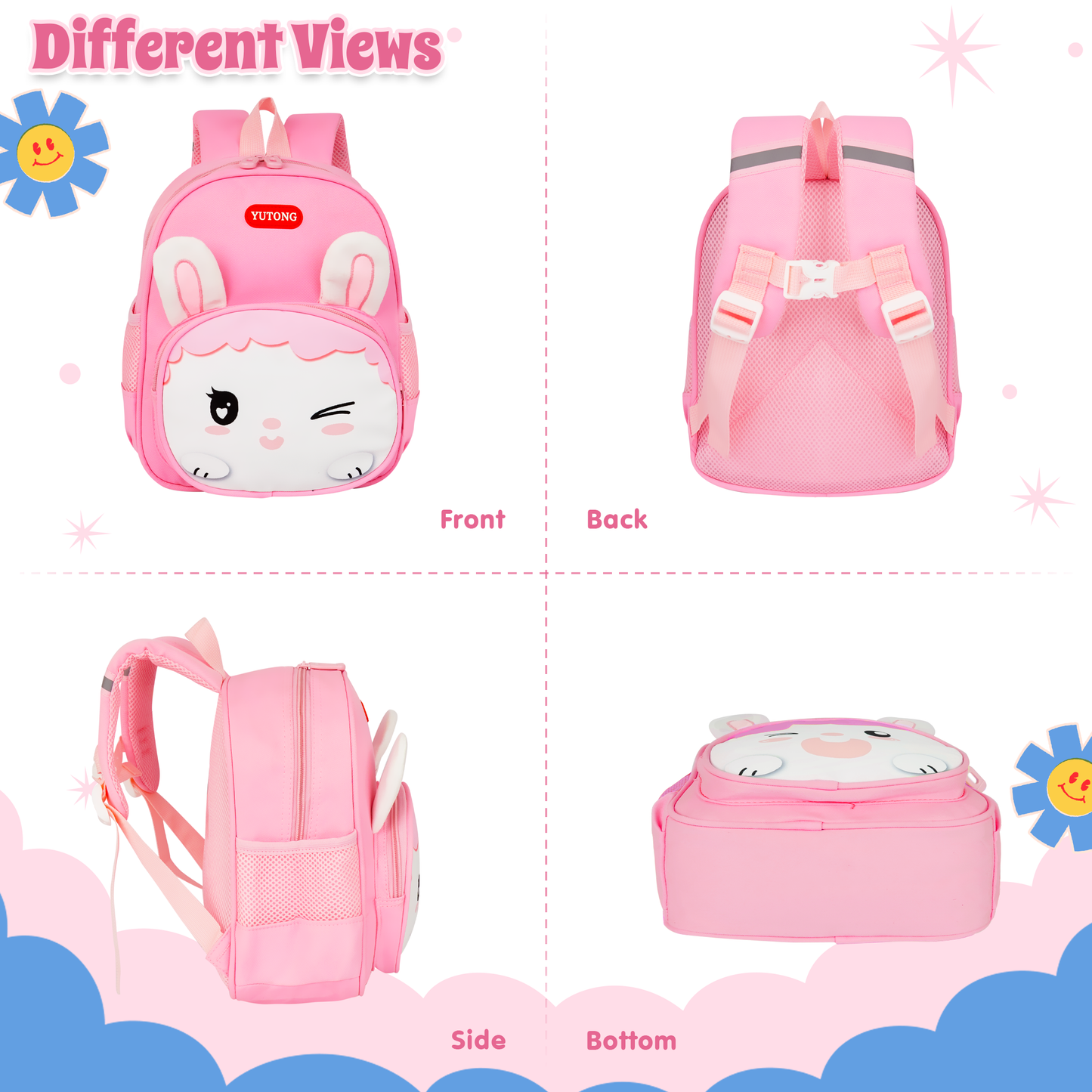 Storite Bunny Design Kids Backpack – Cute & Lightweight School Bag for Preschool & Kindergarten