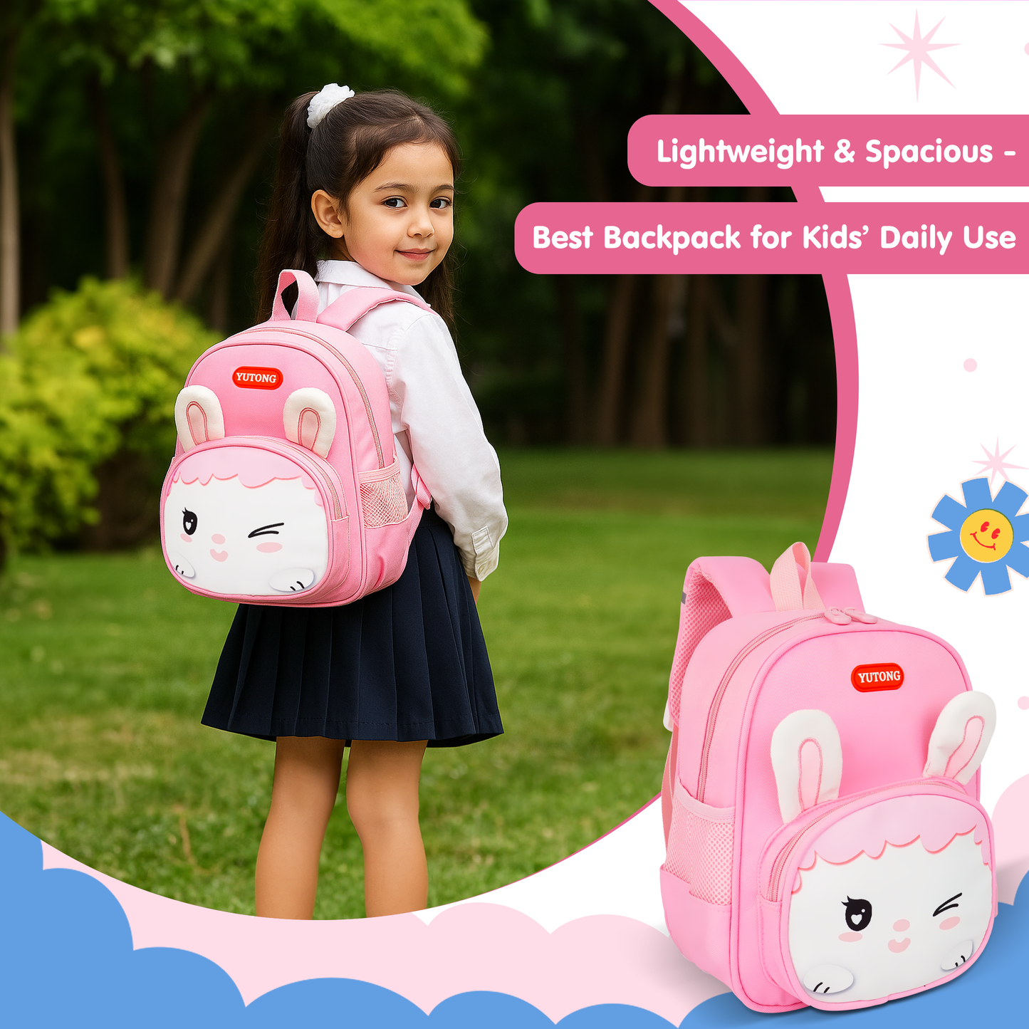 Storite Bunny Design Kids Backpack – Cute & Lightweight School Bag for Preschool & Kindergarten