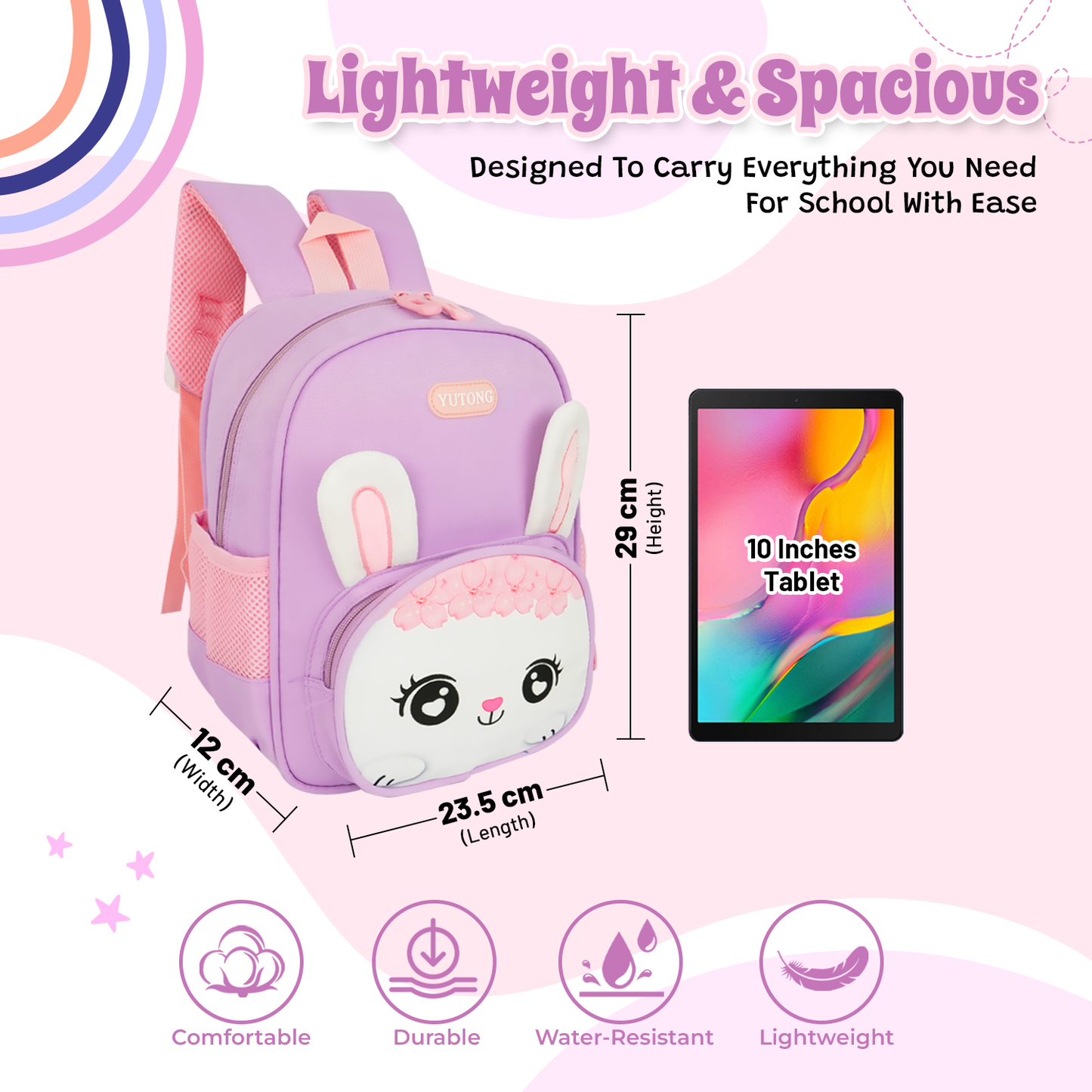 Storite Bunny Design Kids Backpack – Cute & Lightweight School Bag for Preschool & Kindergarten