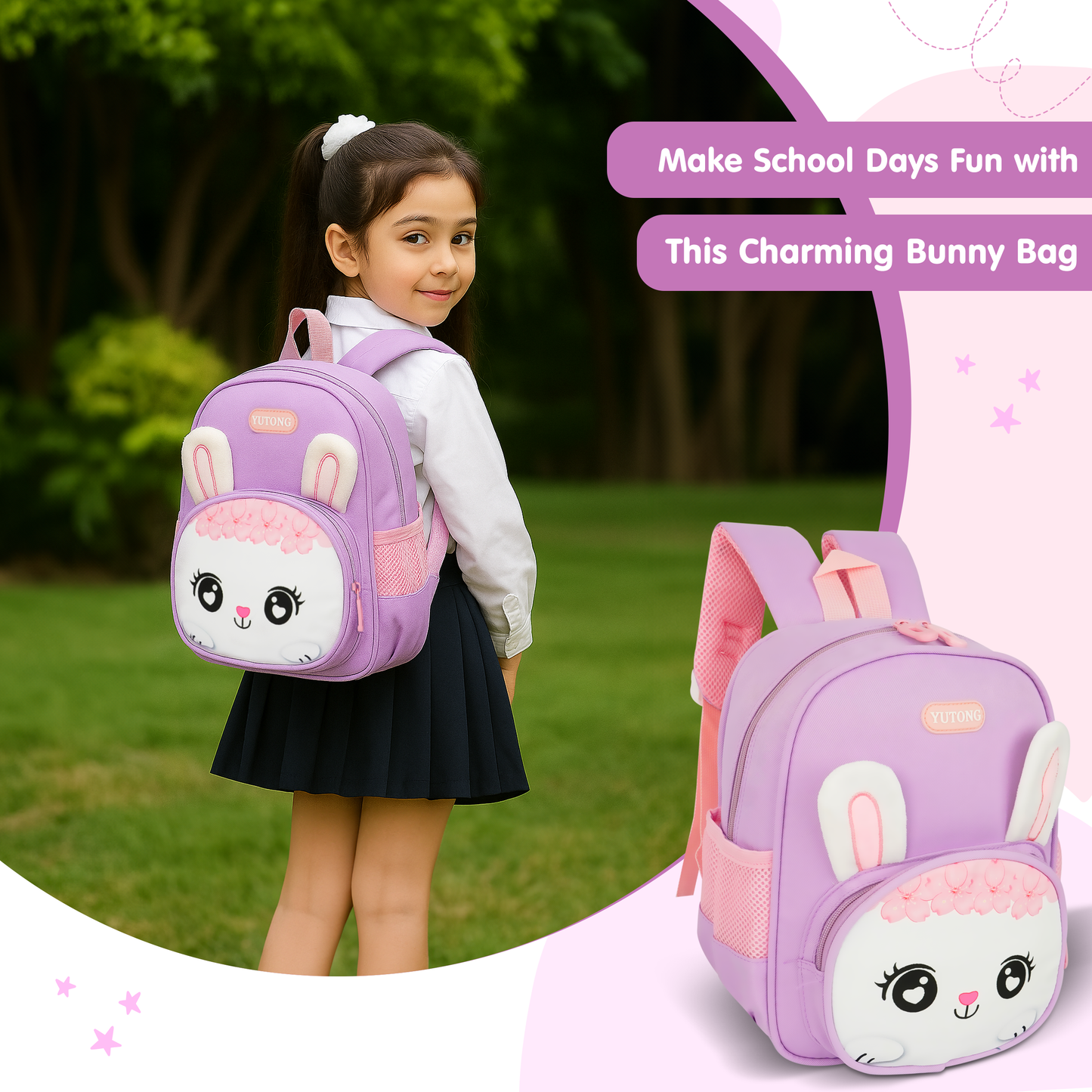 Storite Bunny Design Kids Backpack – Cute & Lightweight School Bag for Preschool & Kindergarten