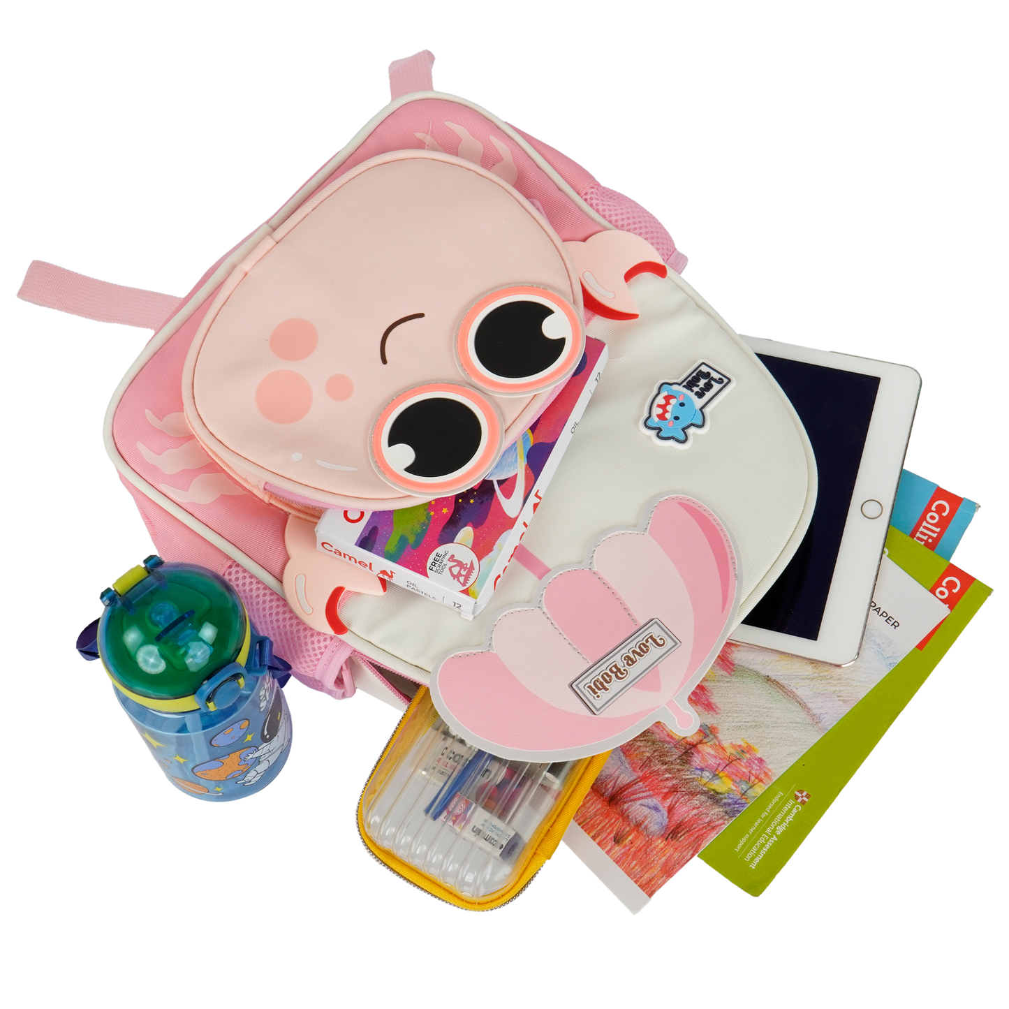 Storite Crab Design Kids Backpack – Cute & Lightweight School Bag for Preschool & Kindergarten – Pink