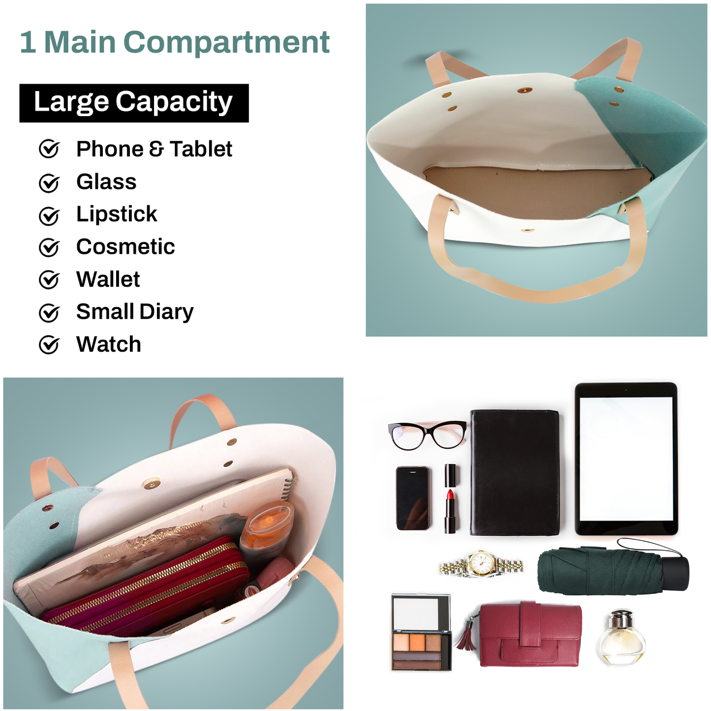 Storite PU Leather Hand Bag | Shoulder Bags for Women with Strap (White)