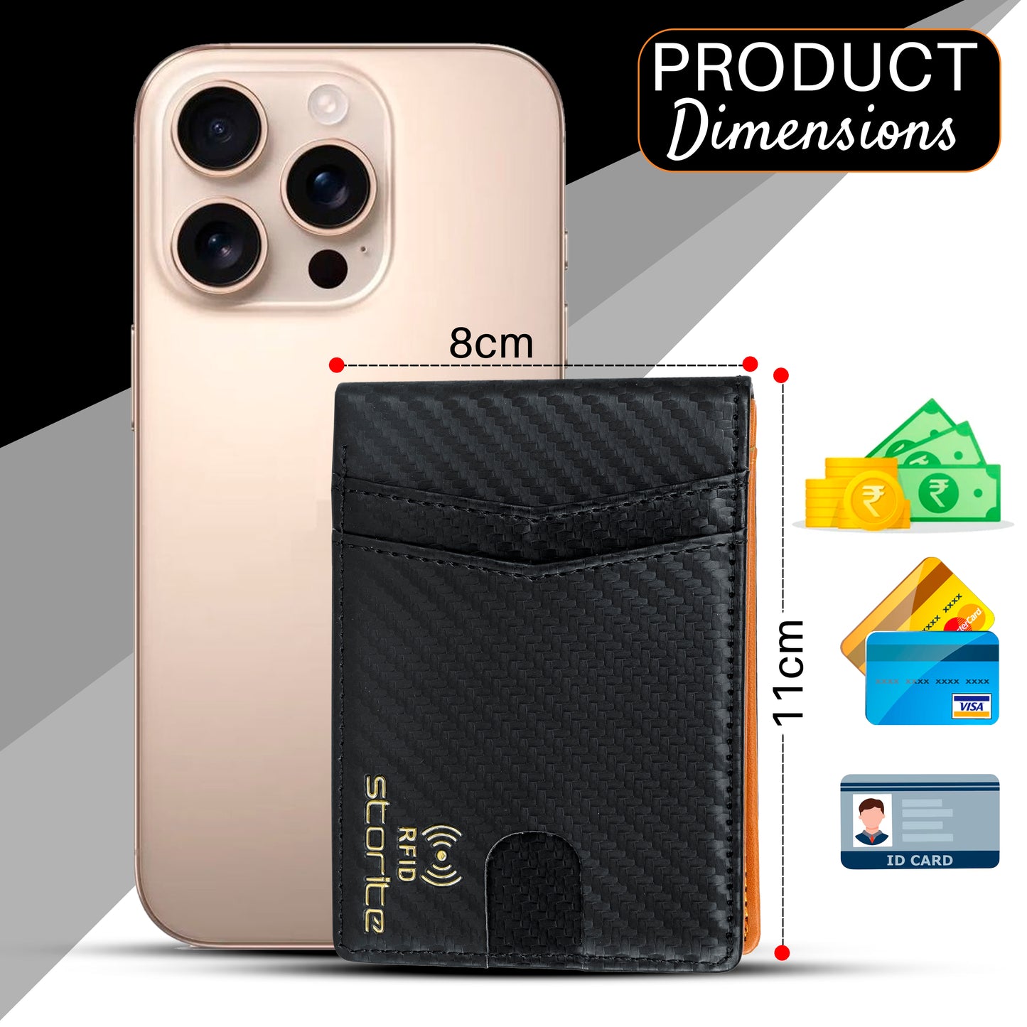 Storite Men's RFID Bifold Wallet – Slim Leather Wallet with Card Slots – Tan and Black