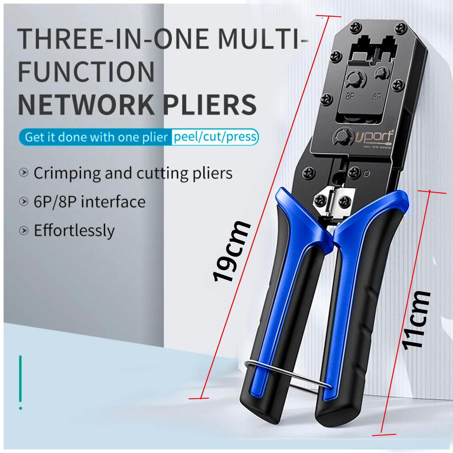 Storite Modular Network RJ45 RJ11 RJ12 Crimping Tool, Network Cable Cutting Stripping Crimper/Wire Stripper/Wire Cutter, for 8P/6P/4P /CAT5/CAT5e/CAT6 All in One Crimping