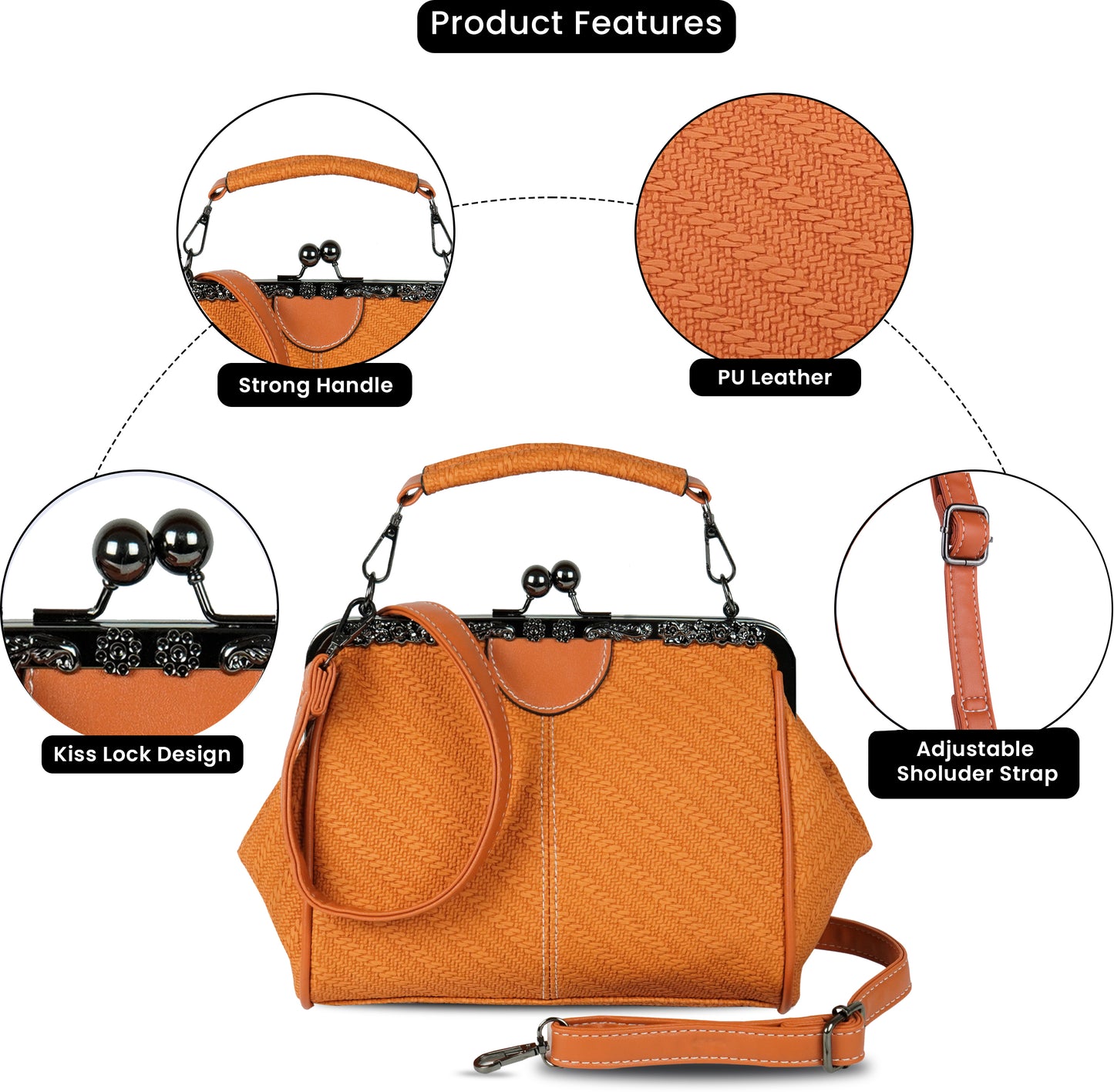 Storite Women’s Stylish Orange Handbag