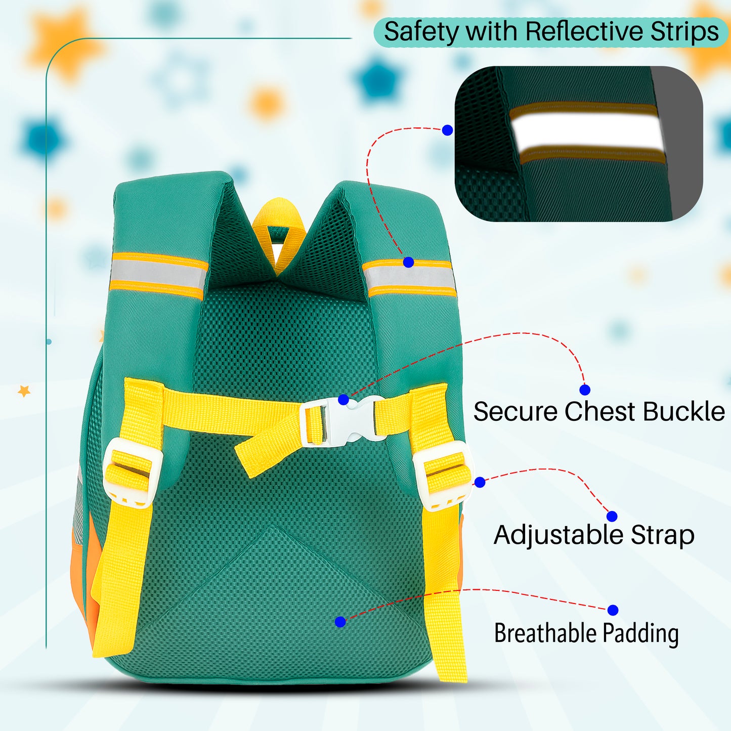 Storite Frog Design Kids Backpack – Cute & Lightweight School Bag for Class 1–3 Students – Green