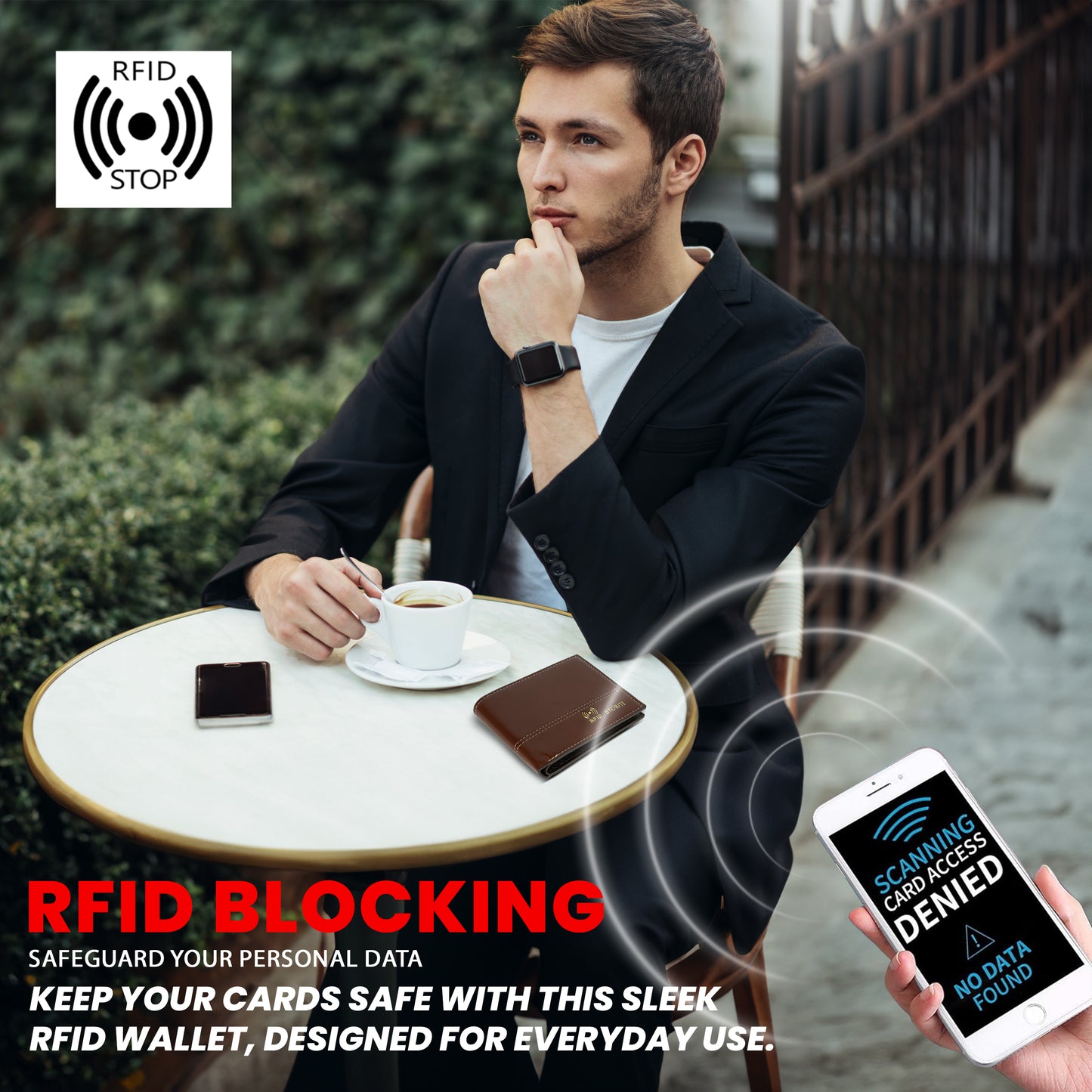 Storite RFID Blocking Bifold Men’s Wallet Credit Card Holder Money Wallet with Front Pocket Design - C Brown