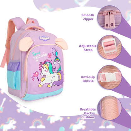 Storite Unicorn School Backpack for Girls – Cute Cartoon Design, Lightweight Kids School Bag for for 2 to 4 years old Girls, 35x26x15 CMs, Pink