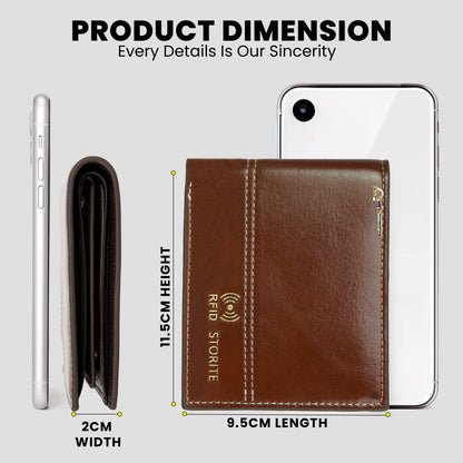 Storite RFID Blocking Bifold Men’s Wallet Credit Card Holder Money Wallet with Front Pocket Design - C Brown