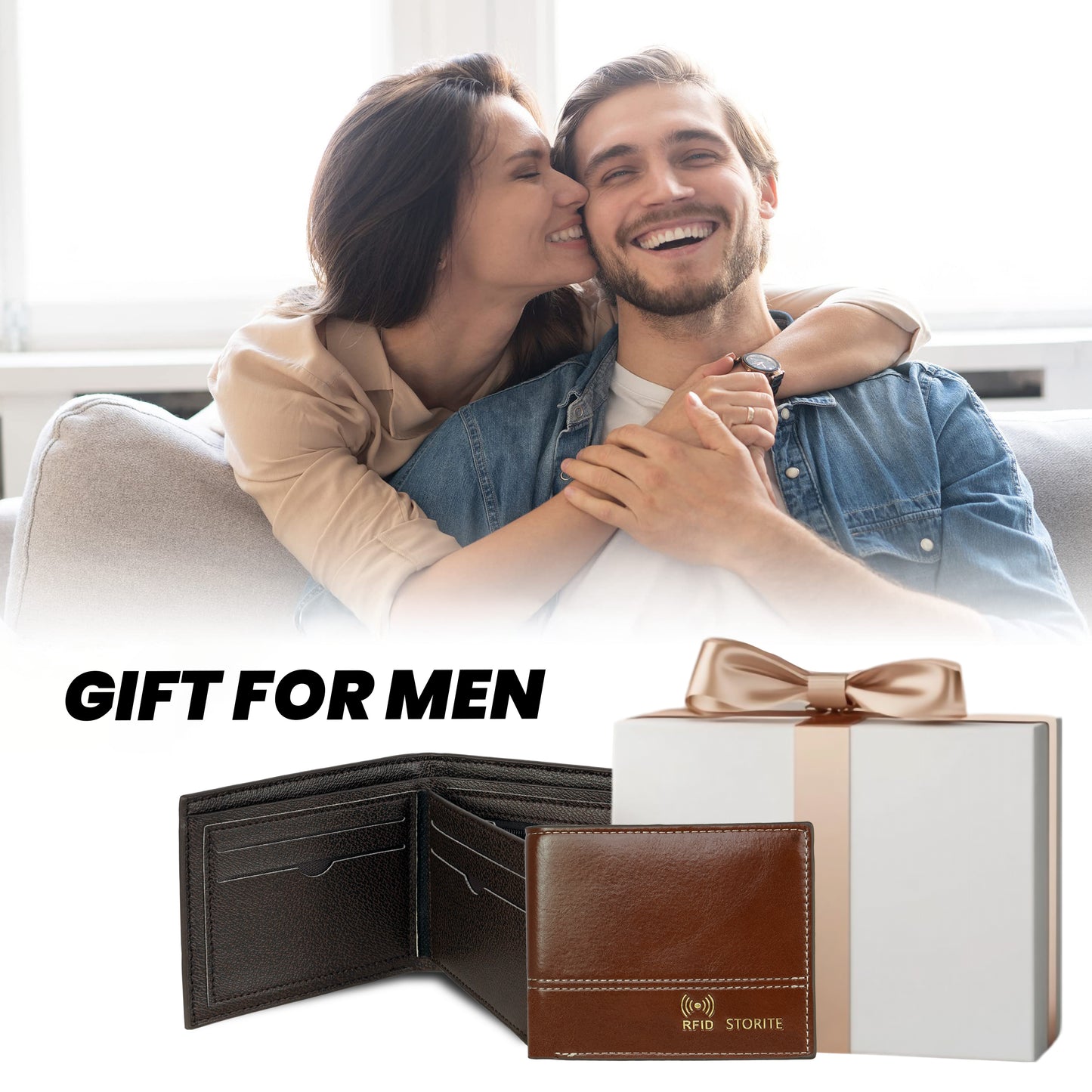 Storite RFID Blocking Bifold Men’s Wallet Credit Card Holder Money Wallet with Front Pocket Design - C Brown