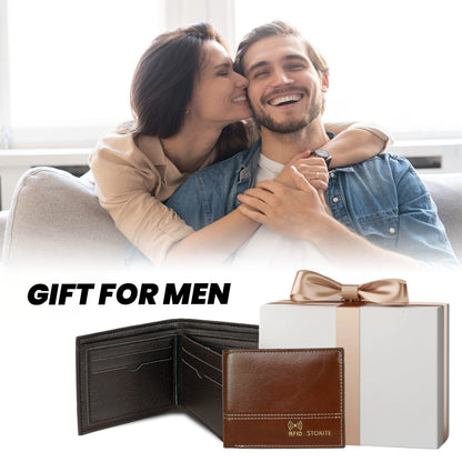 Storite RFID Blocking Bifold Men’s Wallet Credit Card Holder Money Wallet with Front Pocket Design - C Brown