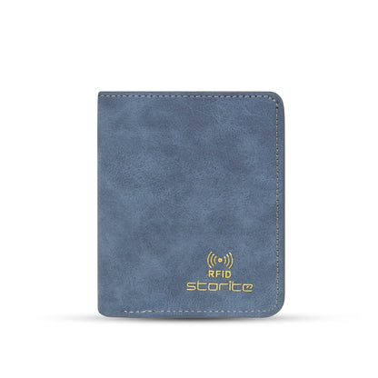 Storite RFID Blocking Men's Wallet – Slim Bifold Leather Wallet – Blue