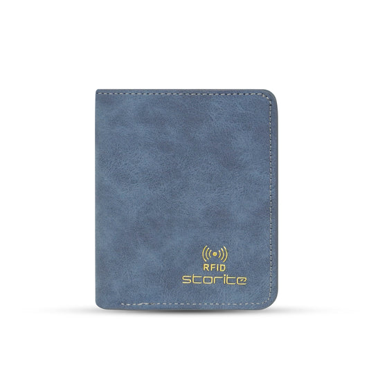 Storite RFID Blocking Men's Wallet – Slim Bifold Leather Wallet – Blue