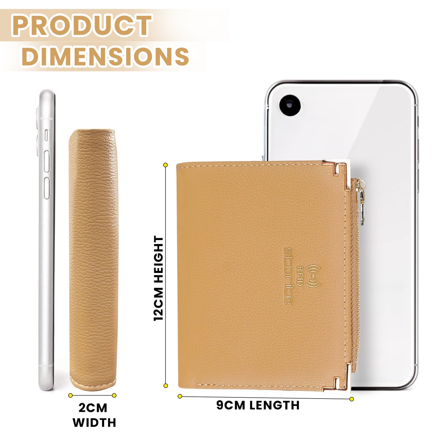 Storite RFID Bi-fold Wallet for Women Stylish 3 Credit Card Slots, 1 Visible ID Card Slot, a Cash Pocket, Foldable Ladies Wallets - Faux Leather Small Zipper Purse - Brown